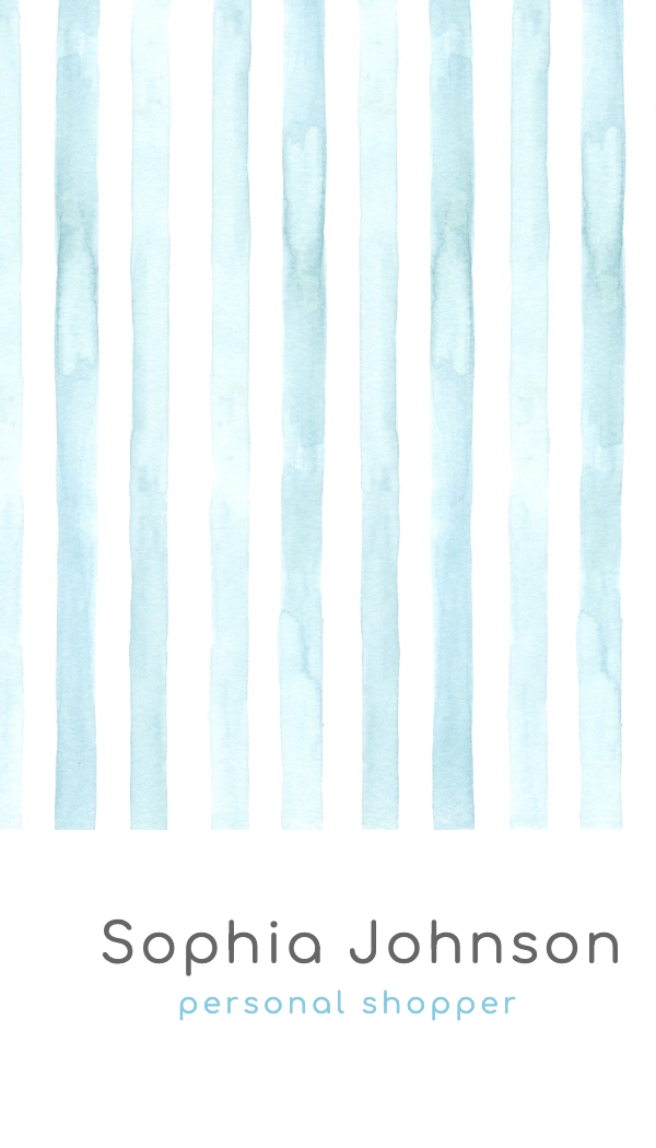Blue Watercolor Stripe Business Card business card template