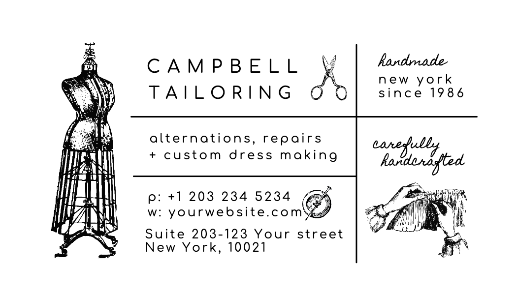 Dress Form Tailor Business Card business card template
