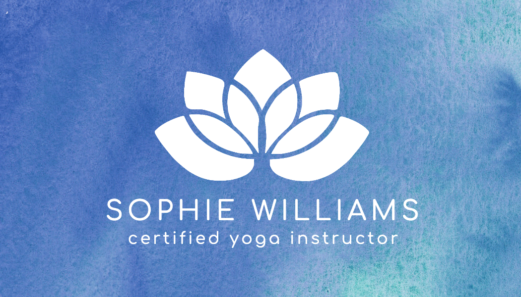 Blue Watercolor Lotus Yoga Business Card business card template