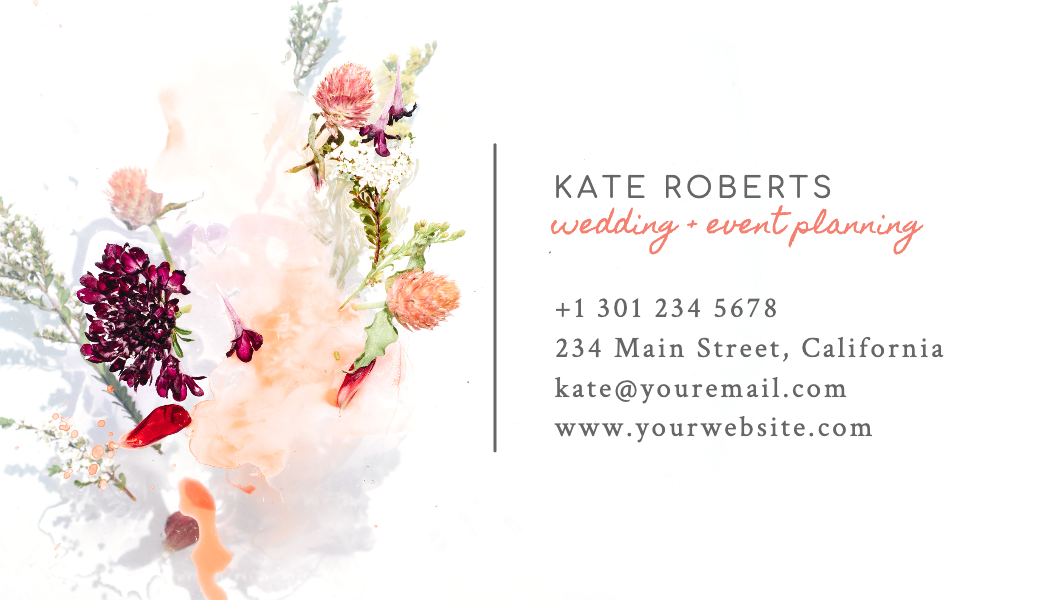 Burgundy Bloom Wedding Planner Business Card business card template