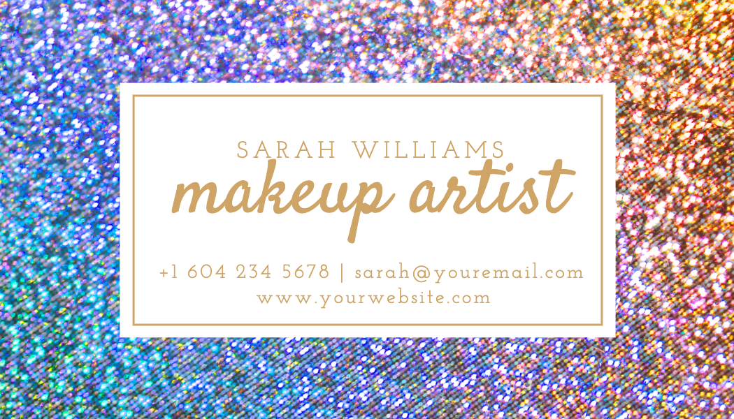 Holographic Glitter Makeup Artist Business Card business card template