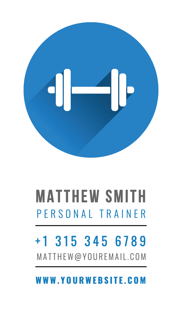 Blue Dumbbell Icon Personal Trainer Business Card business card template