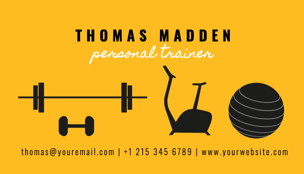 Amber Gym Equipment Personal Trainer Business Card business card template