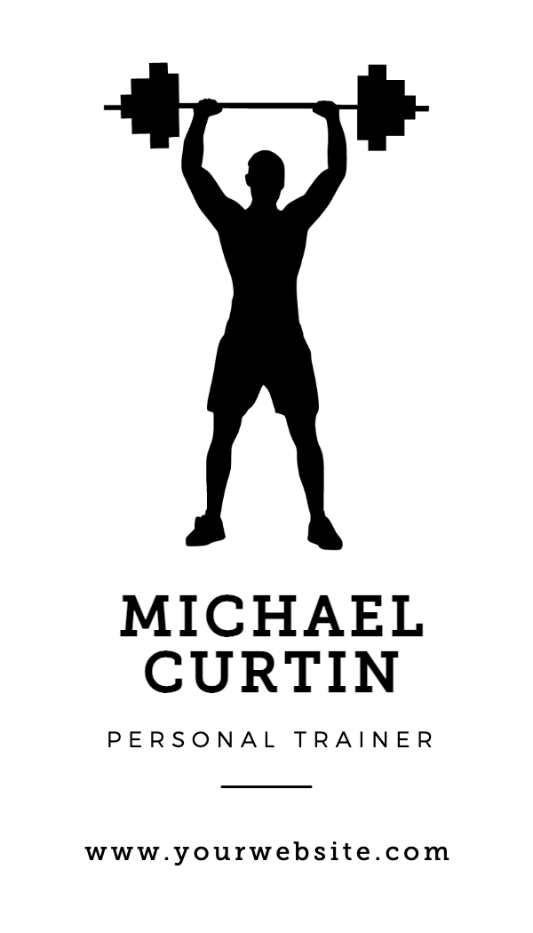Black Lifter Silhouette Personal Trainer Business Card business card template