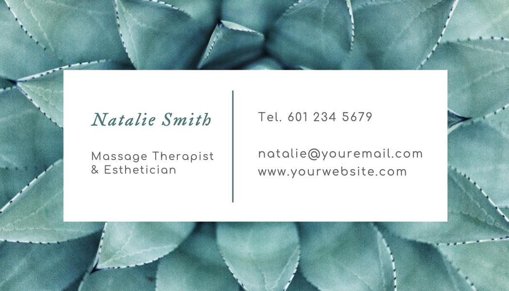 Succulent Photo Massage Therapist Business Card business card template