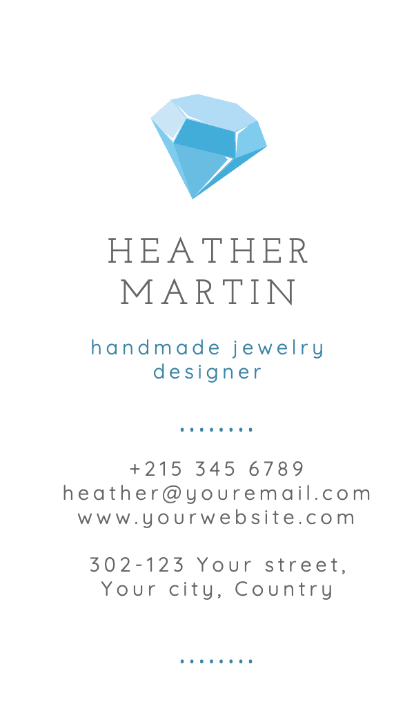 Blue Gem Jewelry Designer Business Card business card template