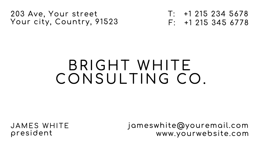 Plain White Type Consulting Business Card business card template