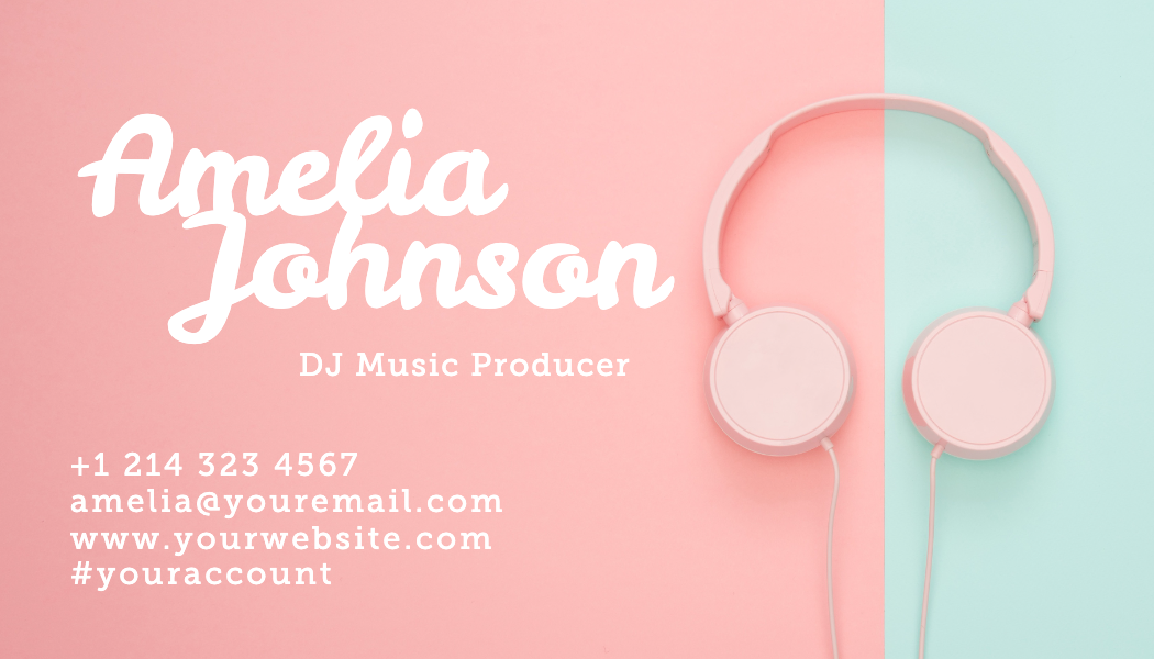 Pastel Headphones DJ Business Card business card template