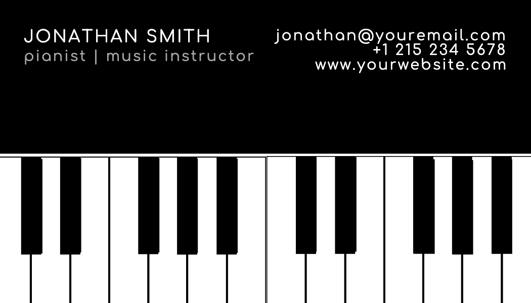 Piano Keys Music Instructor Business Card business card template
