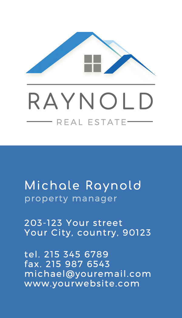 Blue Roofline Real Estate Business Card business card template