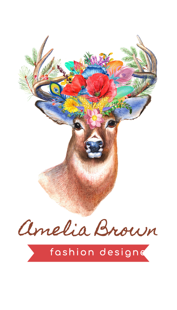Boho Deer Flower Crown Business Card business card template