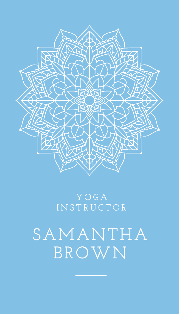 Sky Blue Mandala Yoga Instructor Business Card business card template