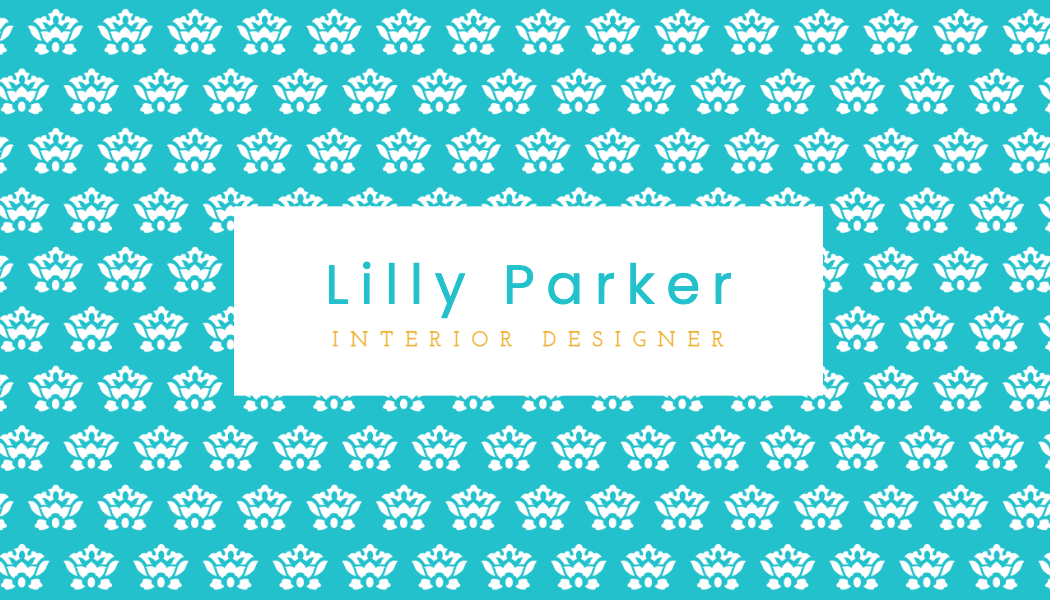 Turquoise Floral Interior Designer Business Card business card template