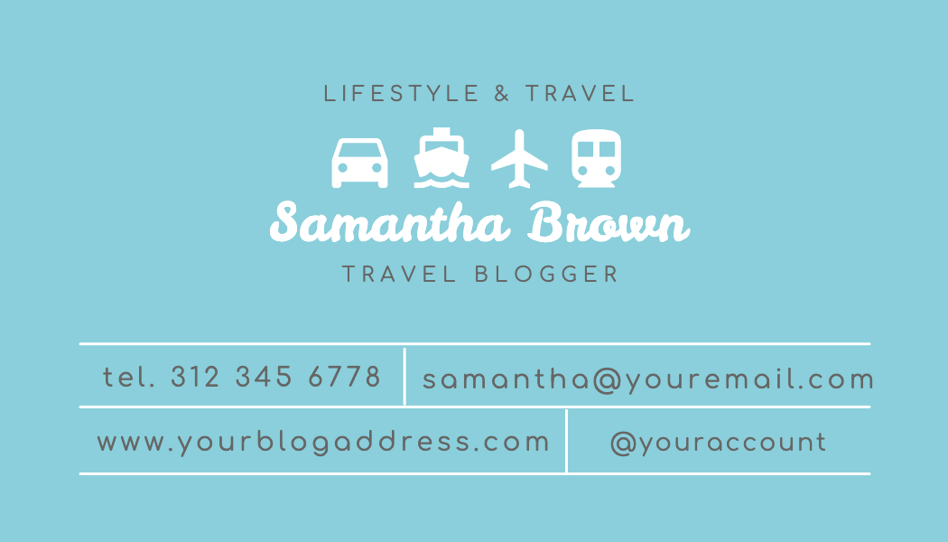 Transport Icons Travel Blogger Business Card business card template