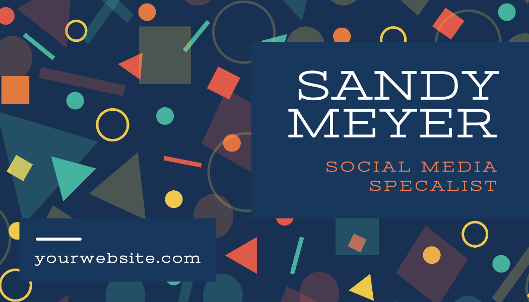 Navy Confetti Social Media Business Card business card template