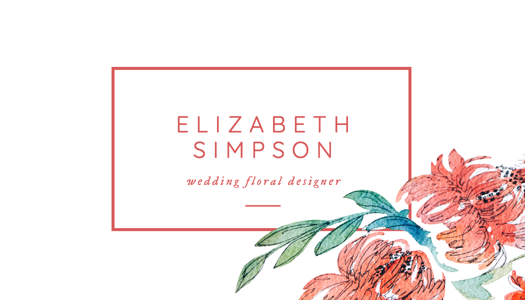 Coral Frame Watercolor Floral Business Card business card template