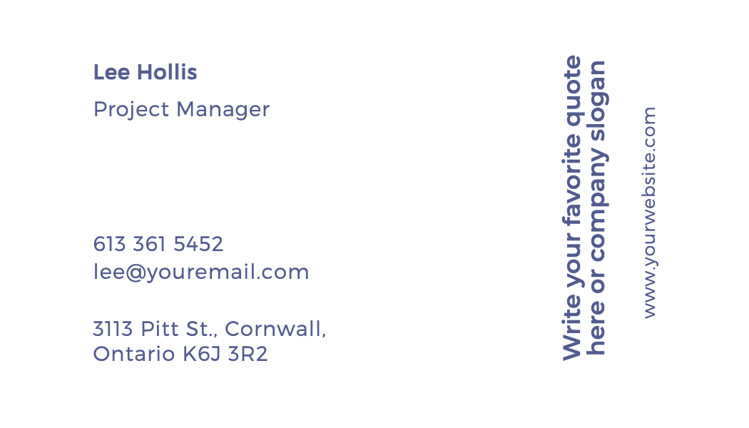 Blue Vertical Quote Business Card business card template