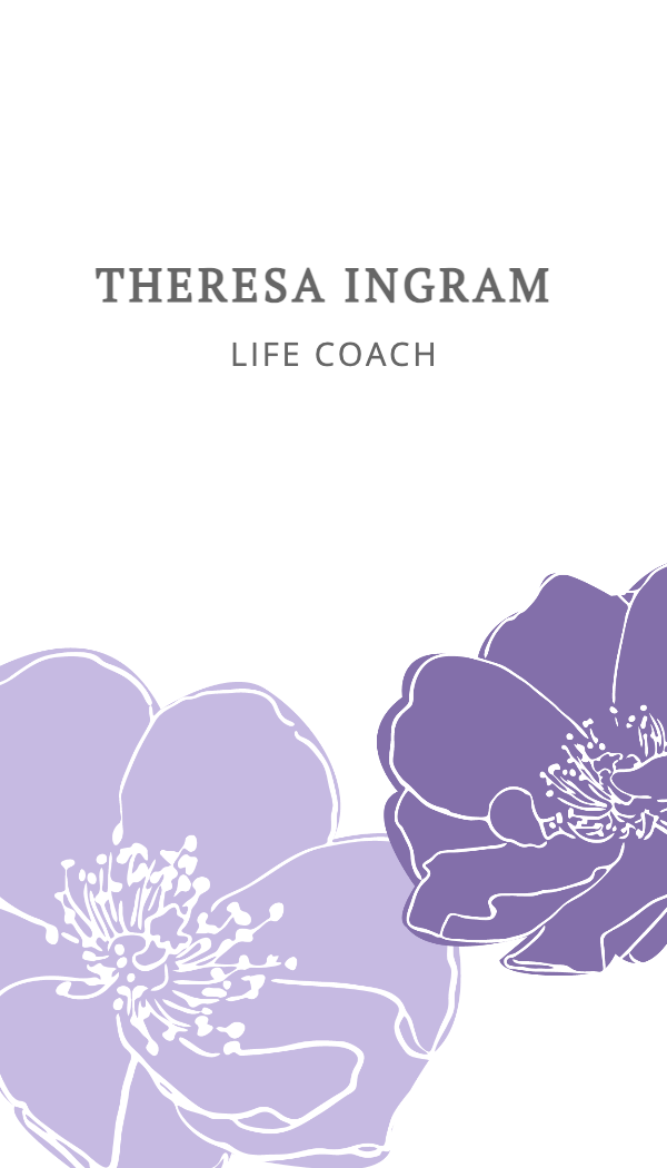 Purple Line Art Flower Business Card business card template