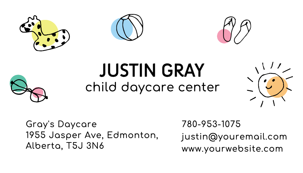 Toy Doodle Daycare Business Card business card template