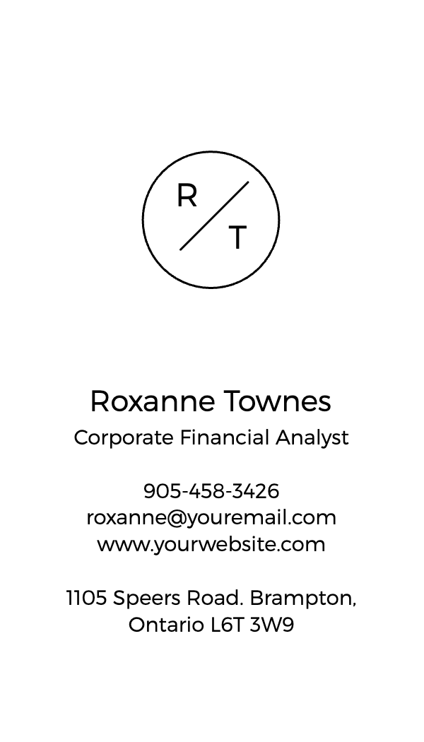 Circle Monogram Financial Analyst Business Card business card template