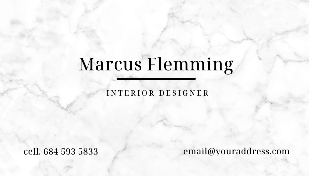 White Marble Serif Interior Designer Business Card business card template