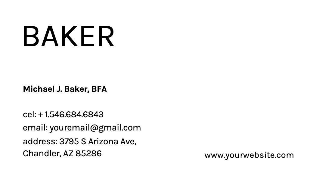 Oversized Surname Business Card business card template