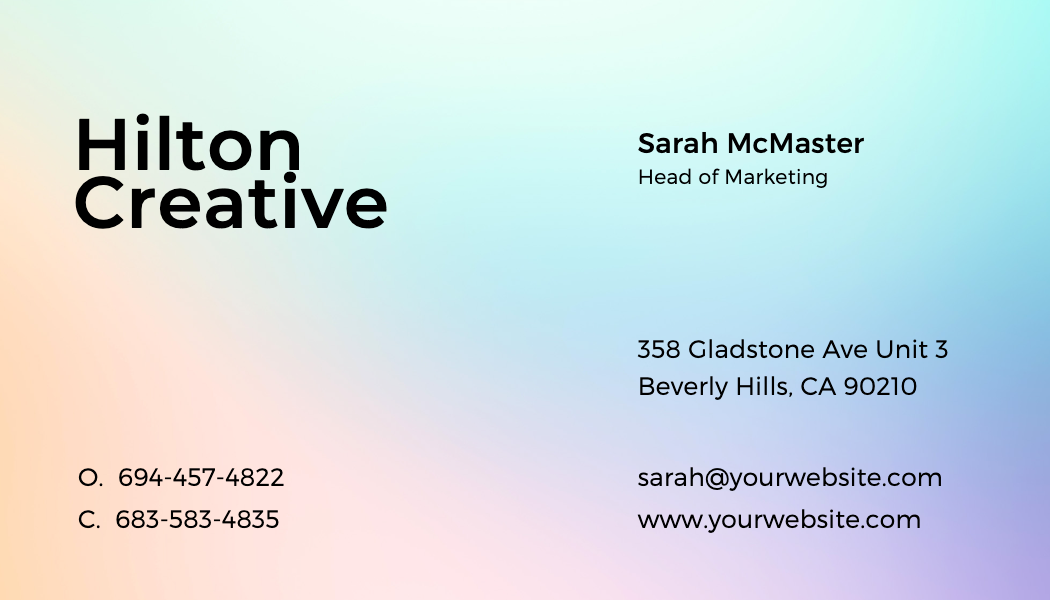 Pastel Gradient Marketing Business Card business card template