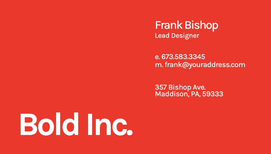 Solid Red Wordmark Business Card business card template