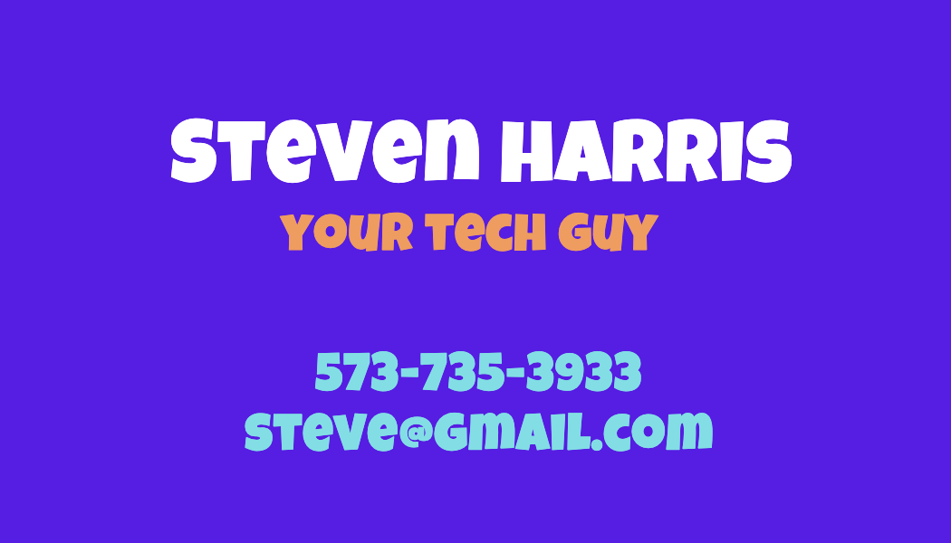 Chunky Type Purple Tech Business Card business card template
