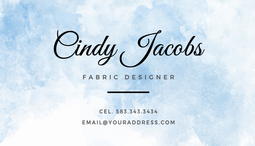 Blue Watercolor Fabric Designer Business Card business card template