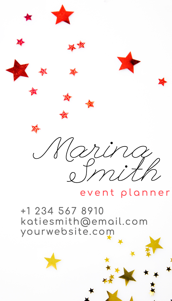 Star Confetti Event Planner Business Card business card template