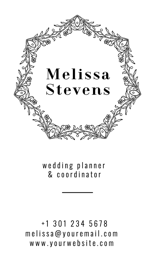 Floral Wreath Wedding Planner Business Card business card template