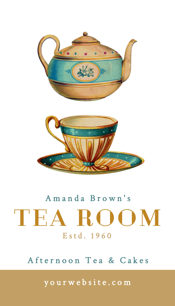 Antique Teapot Tea Room Business Card business card template