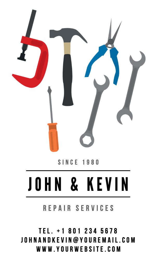 Illustrated Hand Tools Repair Business Card business card template