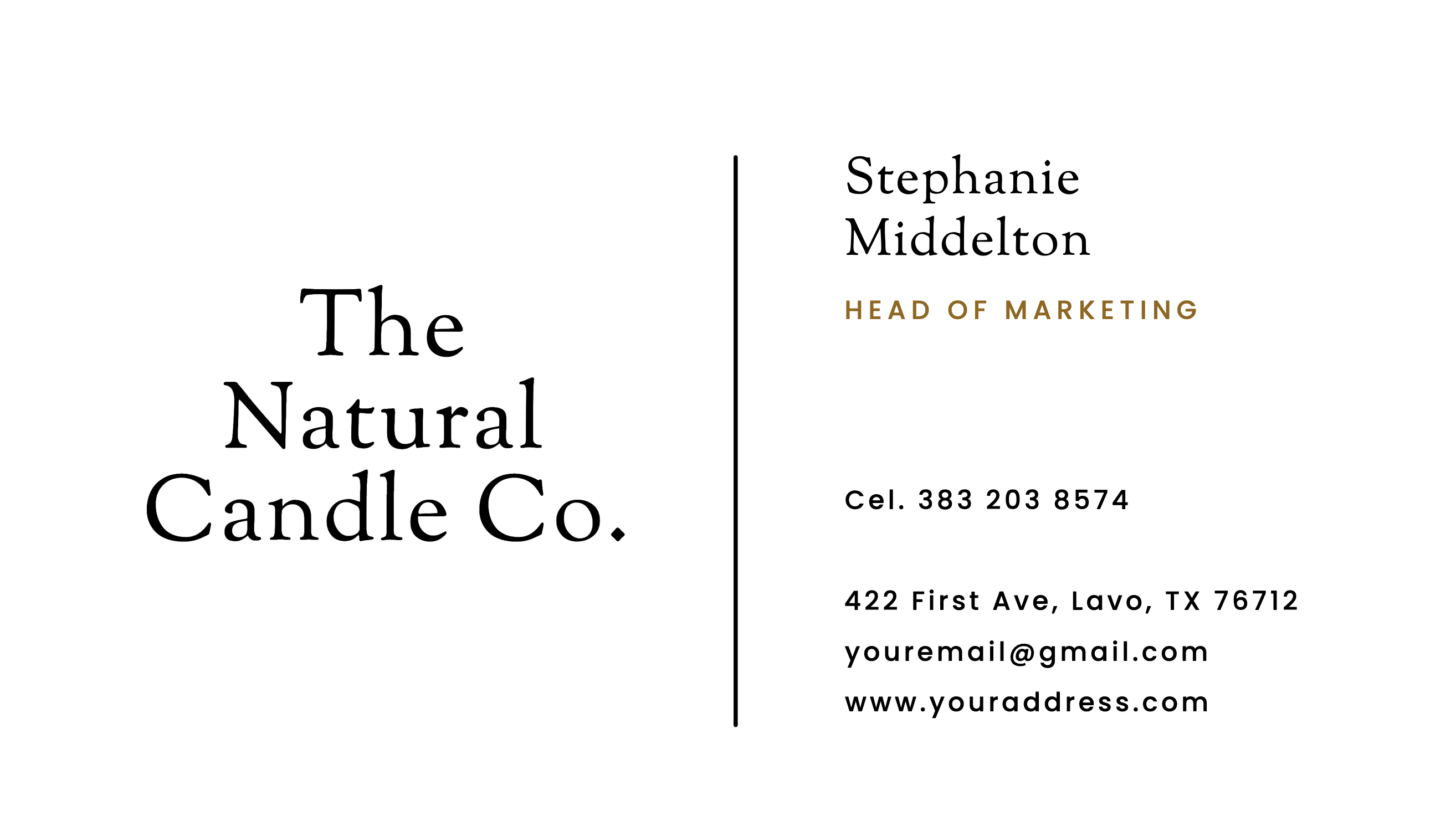 Serif Divider Candle Company Business Card business card template