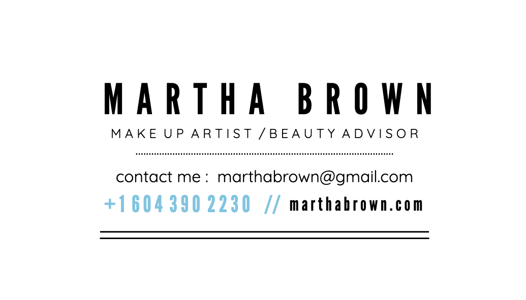 Baby Blue Typography Makeup Artist Business Card business card template