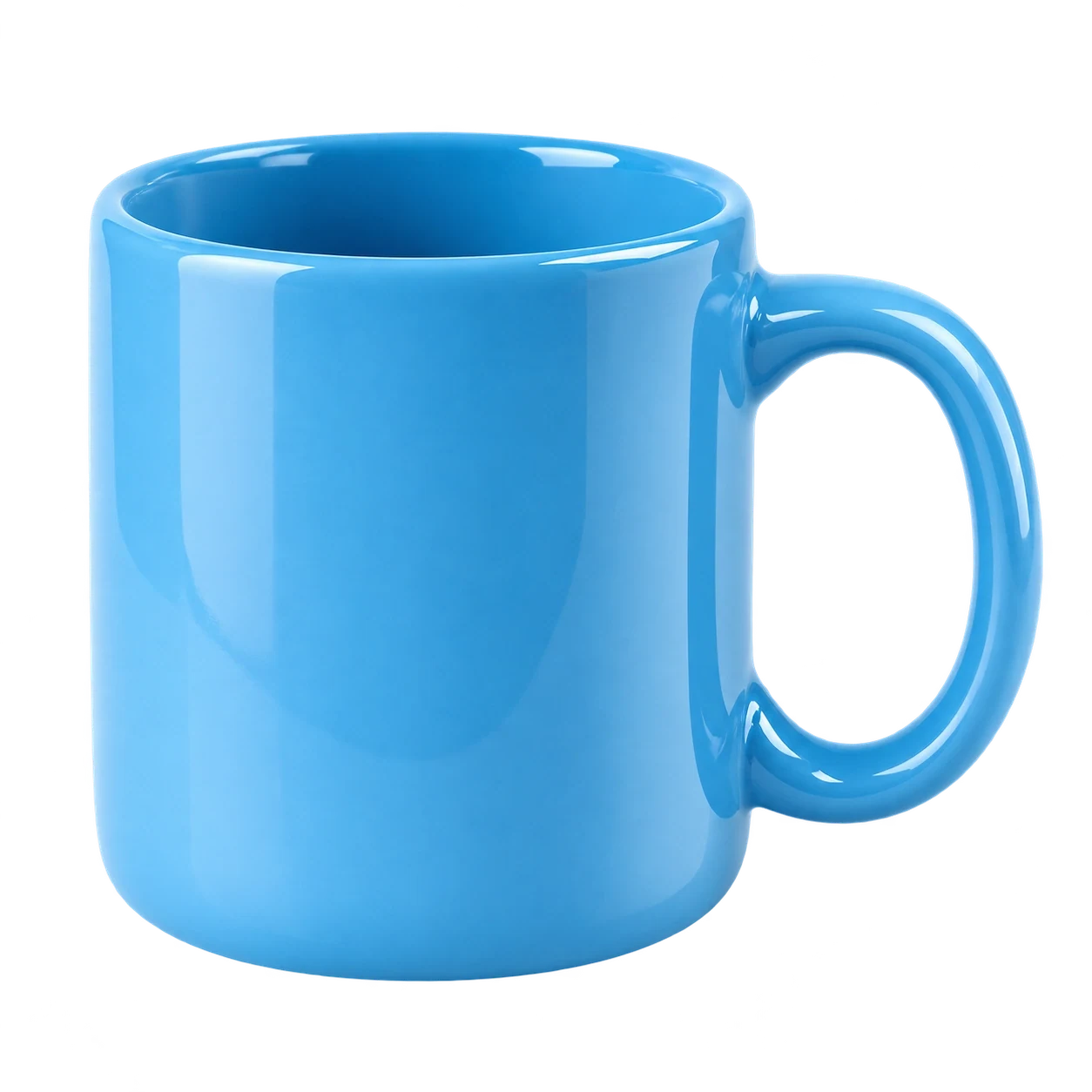 Blue ceramic mug with the background removed
