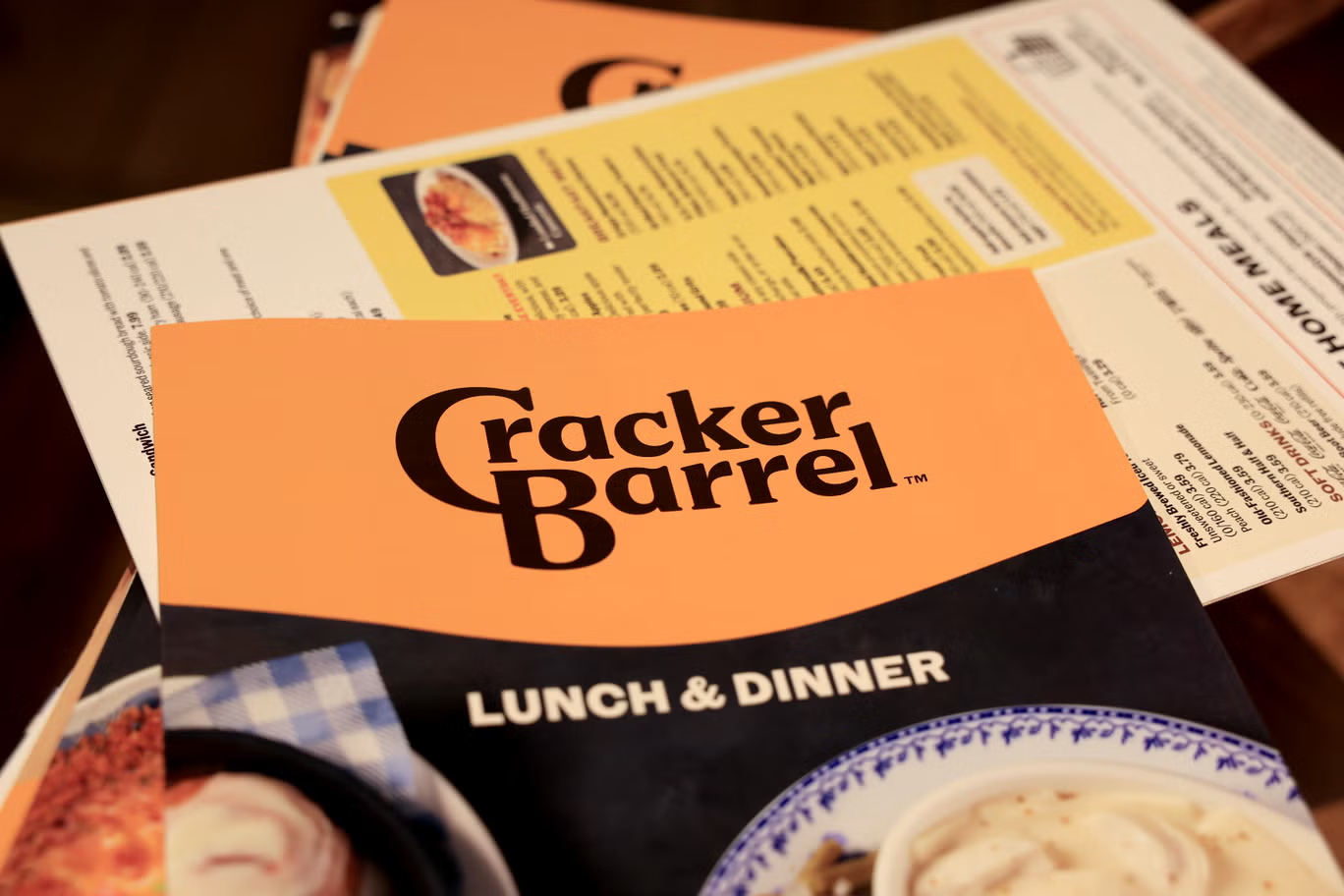 The new Cracker Barrel logo as it appeared on menus