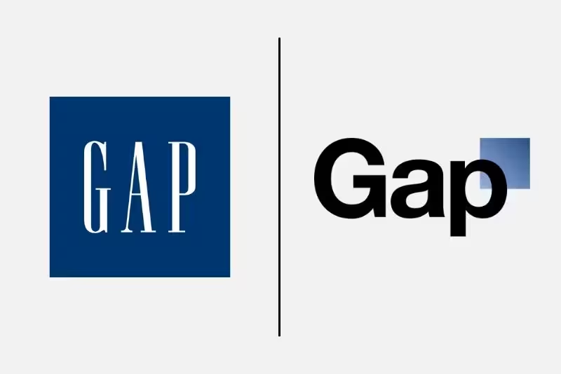 The old GAP logo next to the new one that was scrapped