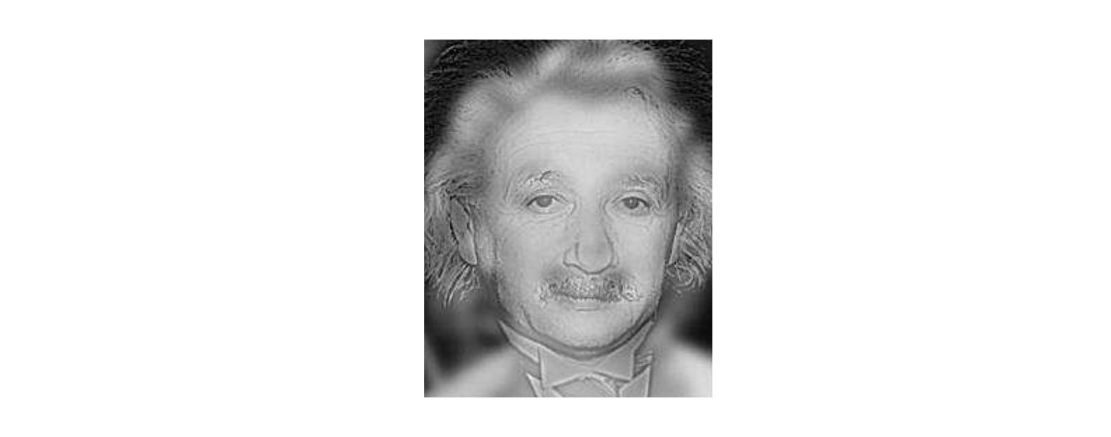 Classic hybrid image illusion showing how the same picture reads differently up close and from a distance