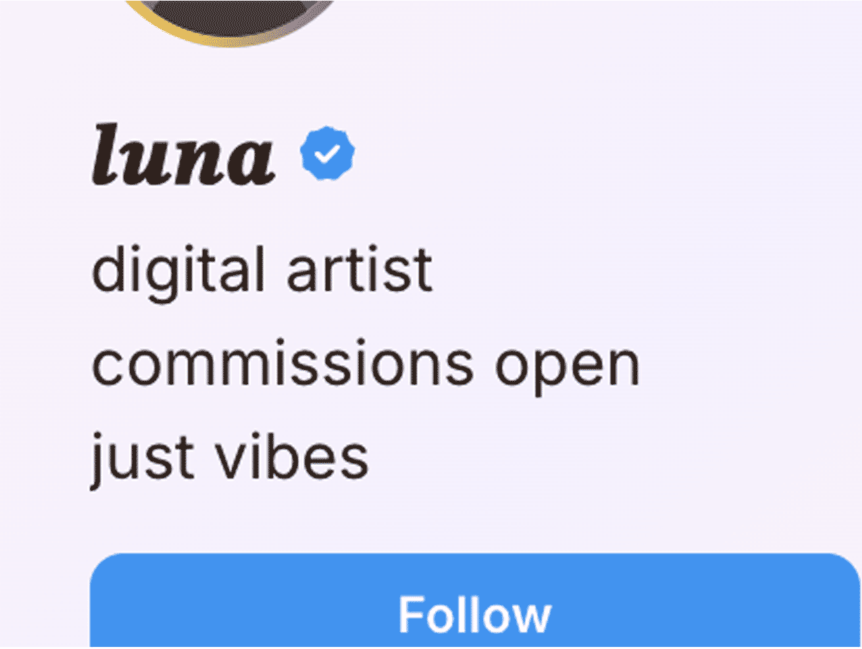 Instagram profile with a custom styled handle made in the font generator