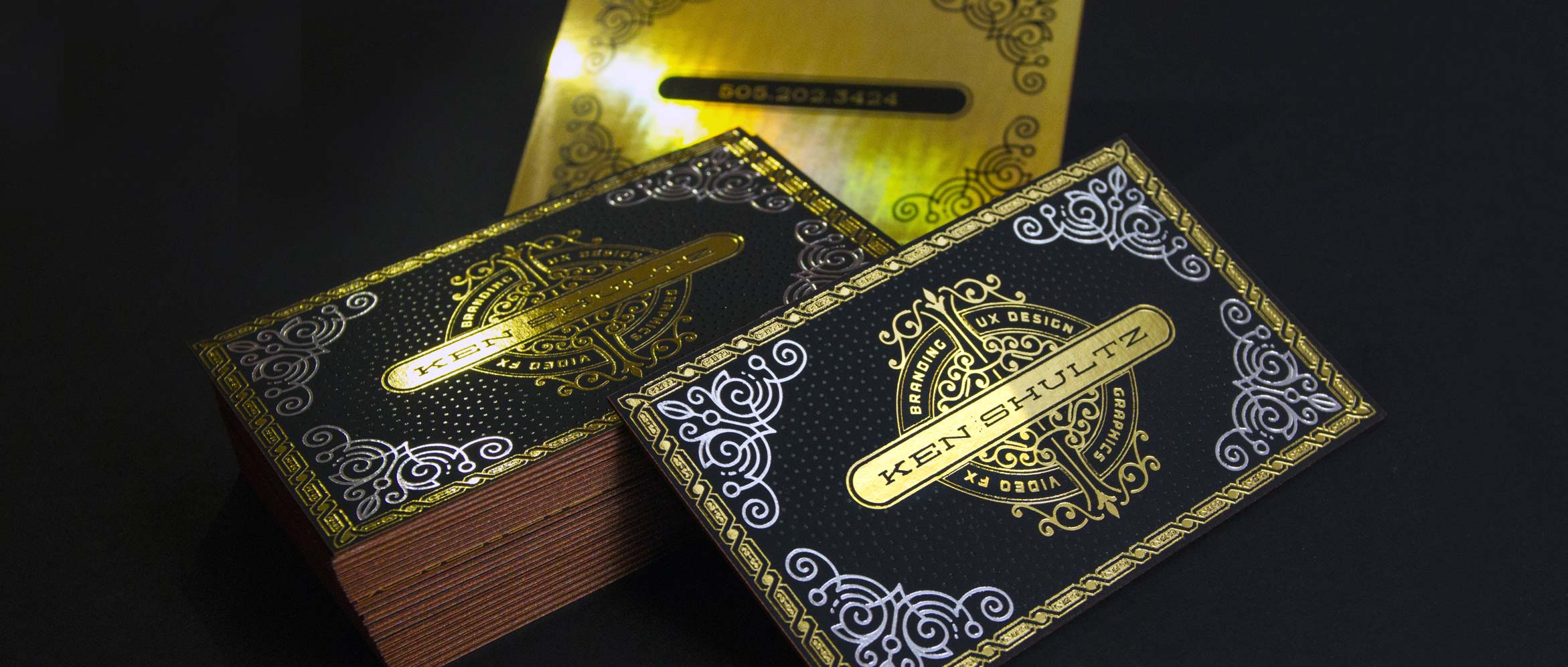 Sweju Custom Black Cards Bronzing Gold Edge Business Cards 700gsm