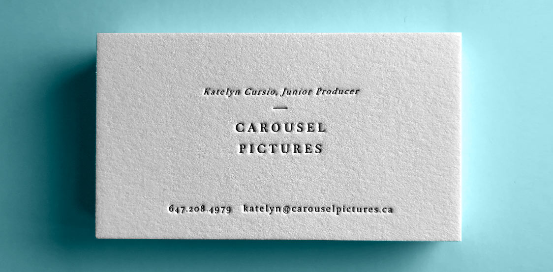 One color letterpress business card