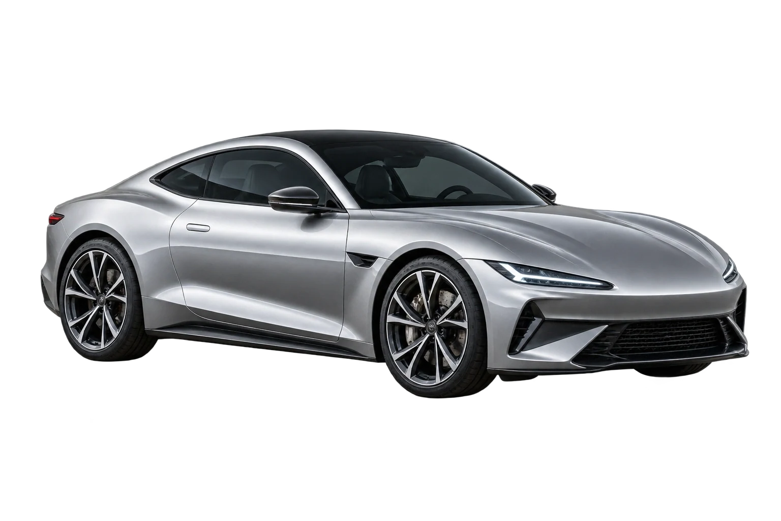 Silver sports car cutout used to demonstrate layered outlines