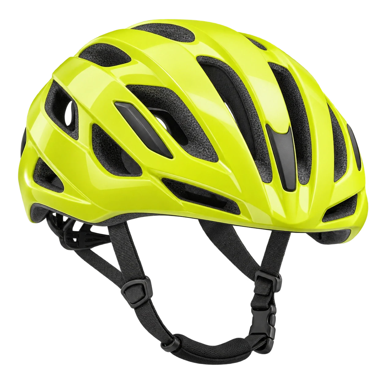 Yellow cycling helmet with the background removed